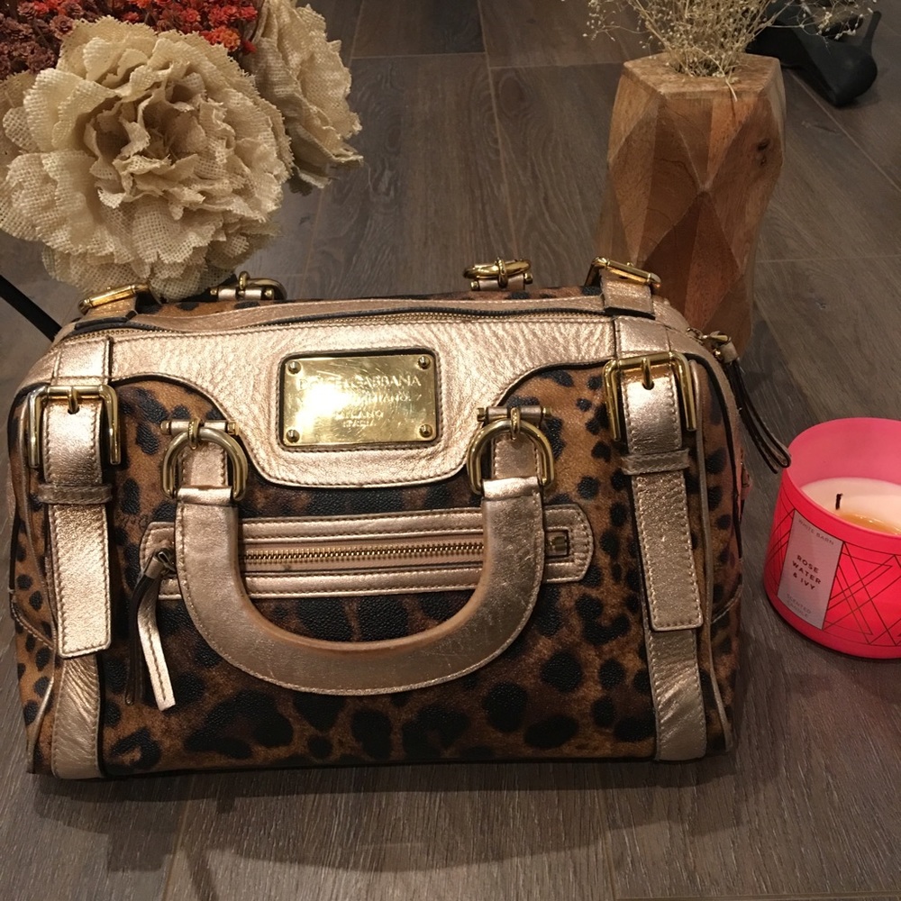 Dolce and Gabbana leather leopard bag